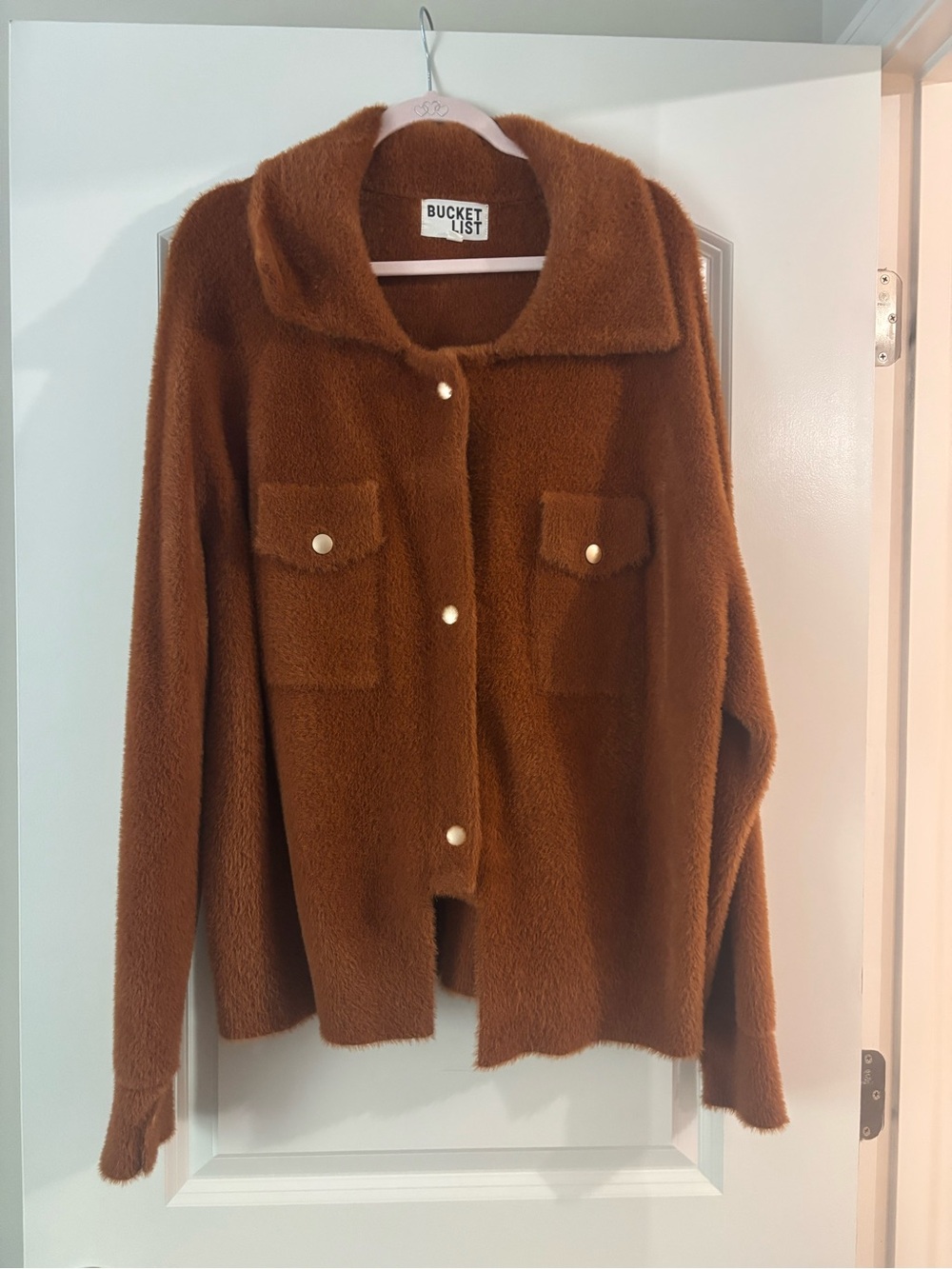 BUCKETLIST Women's Rust Teddy Button-Up Jacket